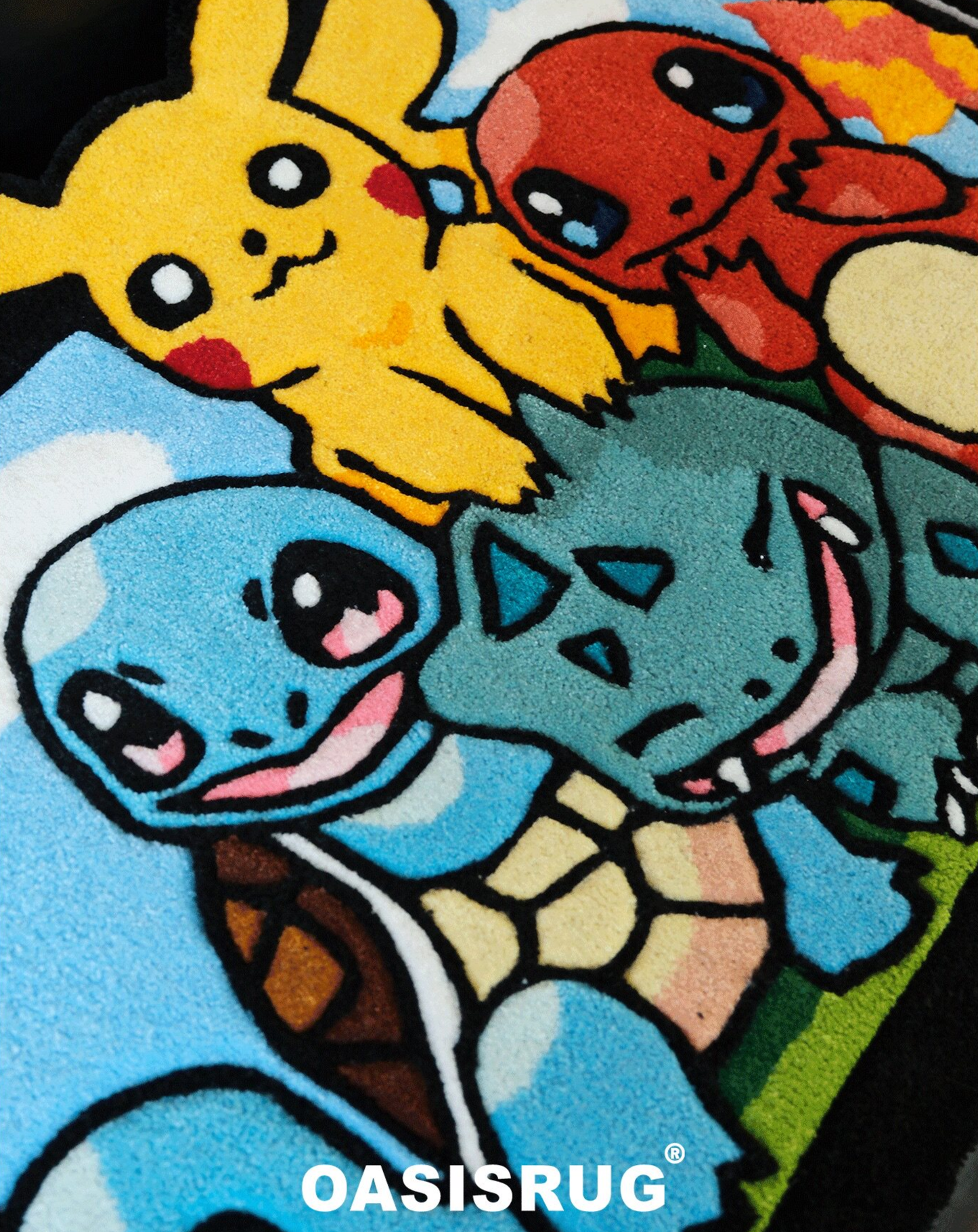Pokemon Gaming Console Rug Pikachu Squirtle Tufted Rug Gaming Room Decor