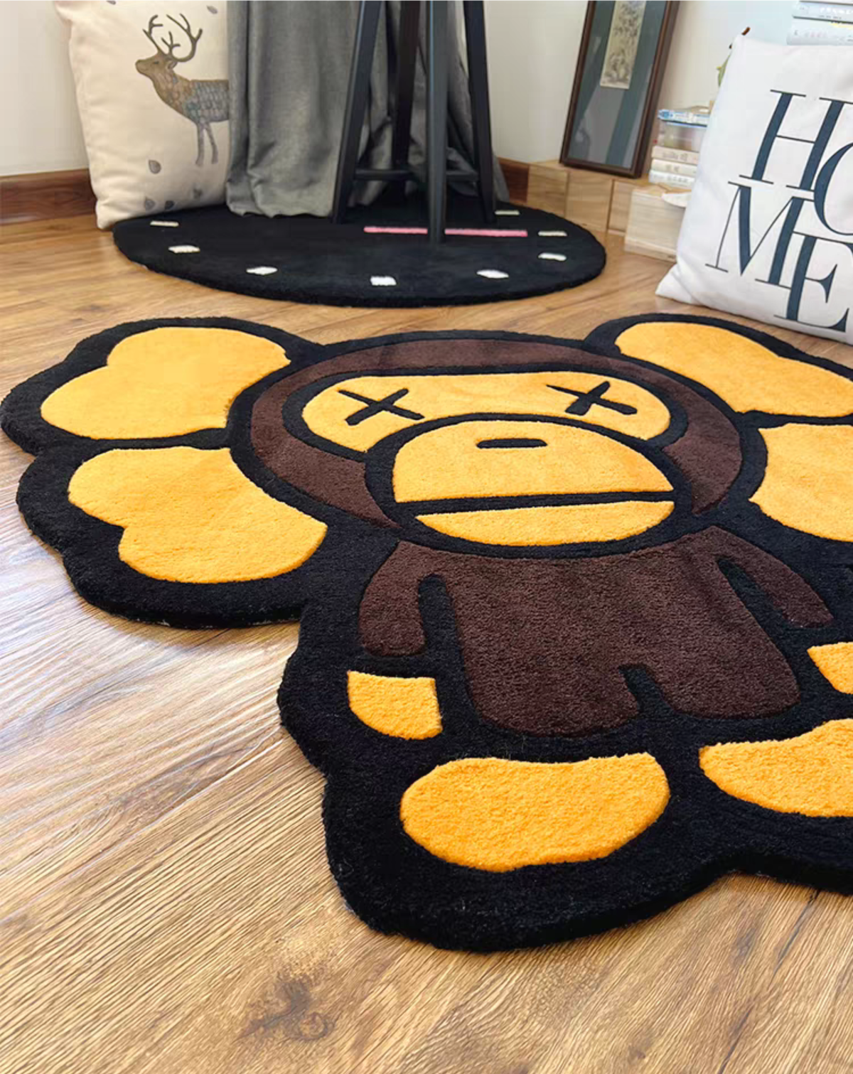 Bape Kaws Round Rug Living Room Setting