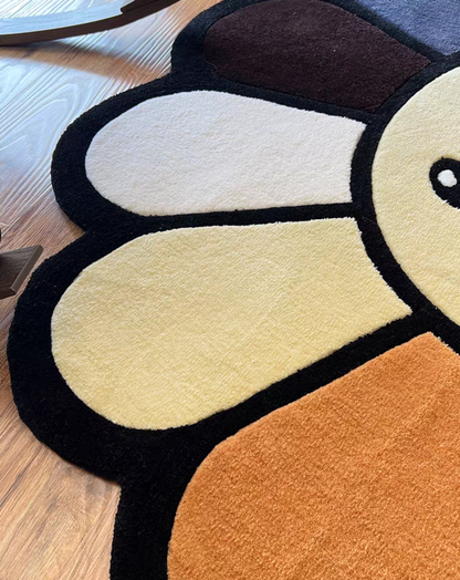 Murakami  Flower Rug Black/Brown/Cream