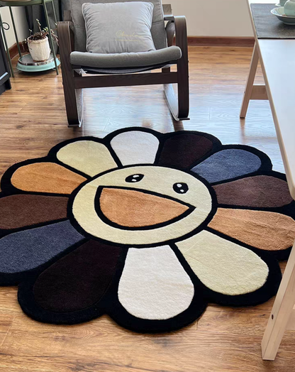 Murakami  Flower Rug Black/Brown/Cream