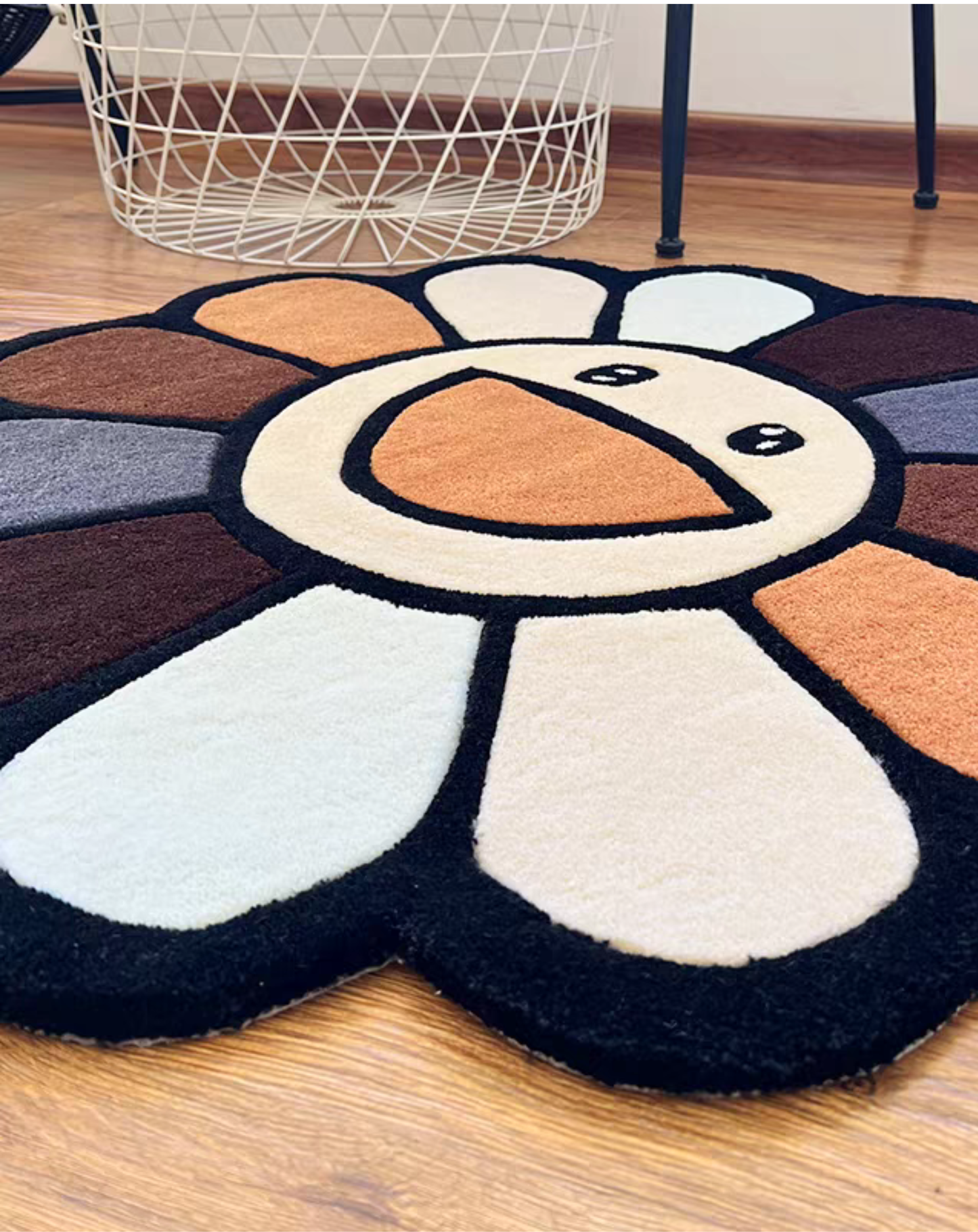 Murakami  Flower Rug Black/Brown/Cream