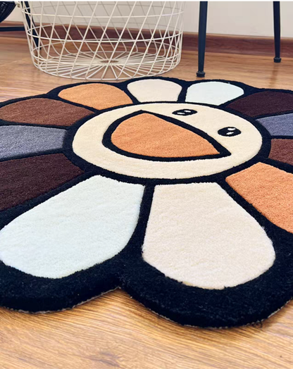 Murakami  Flower Rug Black/Brown/Cream