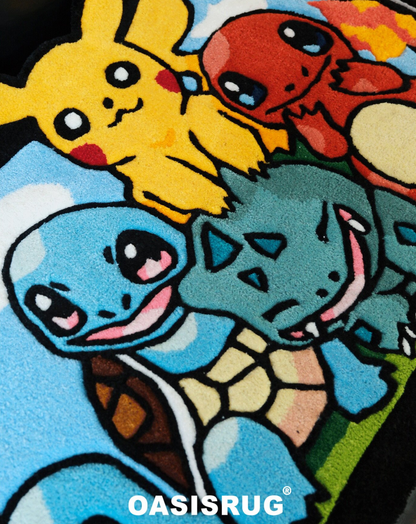 Pokemon Gaming Console Rug Pikachu Squirtle Tufted Rug Gaming Room Decor
