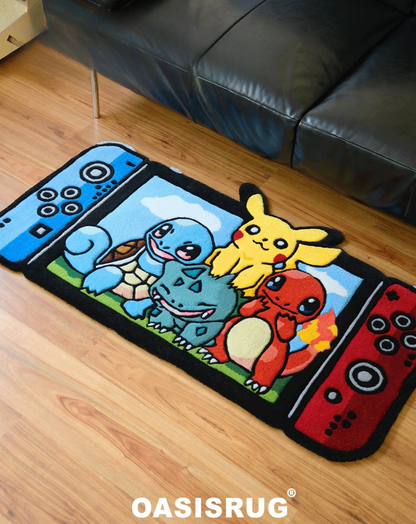 Pikachu Squirtle Pokemon Tufted Gaming Rug Anime Area Rug for Bedroom Gaming Room Decor Unique Gift