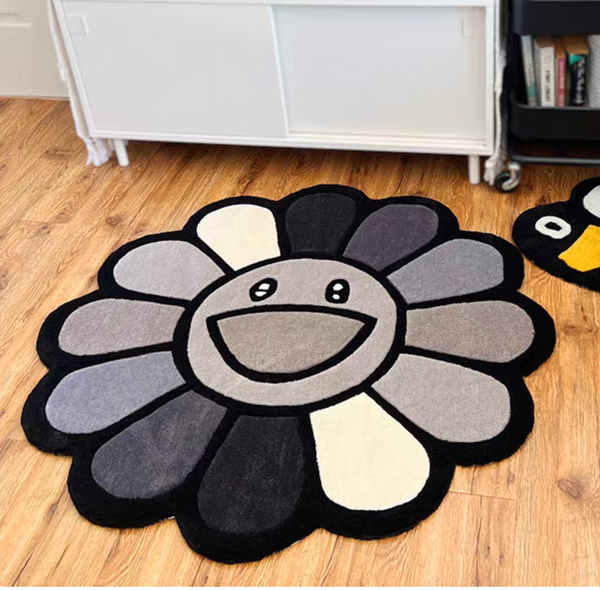 Murakami  Flower Tufted Rug Black/Gray/White