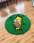 Homer Simpson inspired bush rug round tufted green acrylic meme bedroom decor