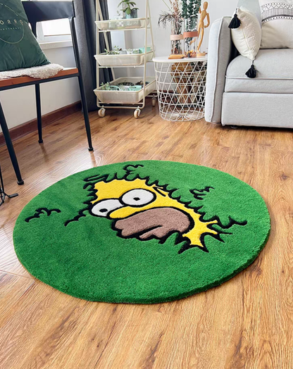 Homer bush meme tufted rug green round hand tufted funny room decor living room