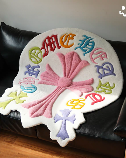 Colorful Chrome Hearts Inspired Tufted Rug | Custom Hand-Tufted Rug | Streetwear Room Decor