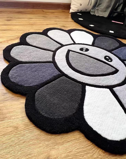 Flower Power Tufted Rug Colorful Round Rug Aesthetic Room Decor Art Rug