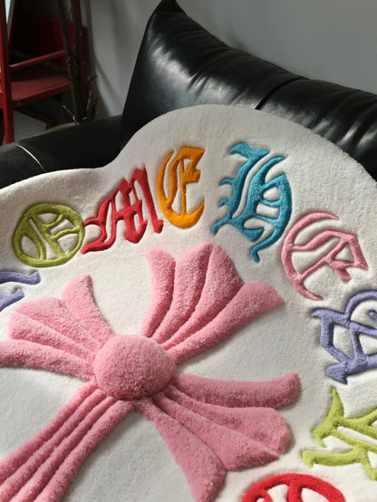 Colorful Chrome Hearts Inspired Tufted Rug | Custom Hand-Tufted Rug | Streetwear Room Decor