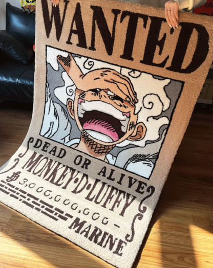 Luffy Wanted Poster Rug – One Piece Anime Tufted Rug