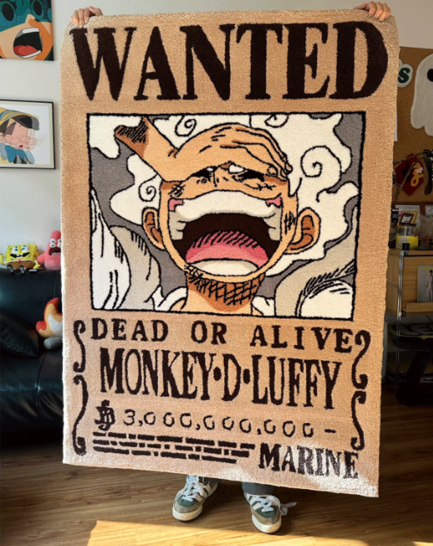Luffy Wanted Poster Rug – One Piece Anime Tufted Rug