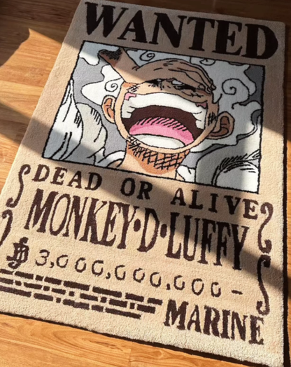 Luffy Wanted Poster Rug – One Piece Anime Tufted Rug