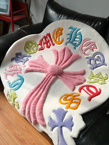 Colorful Chrome Hearts Inspired Tufted Rug | Custom Hand-Tufted Rug | Streetwear Room Decor