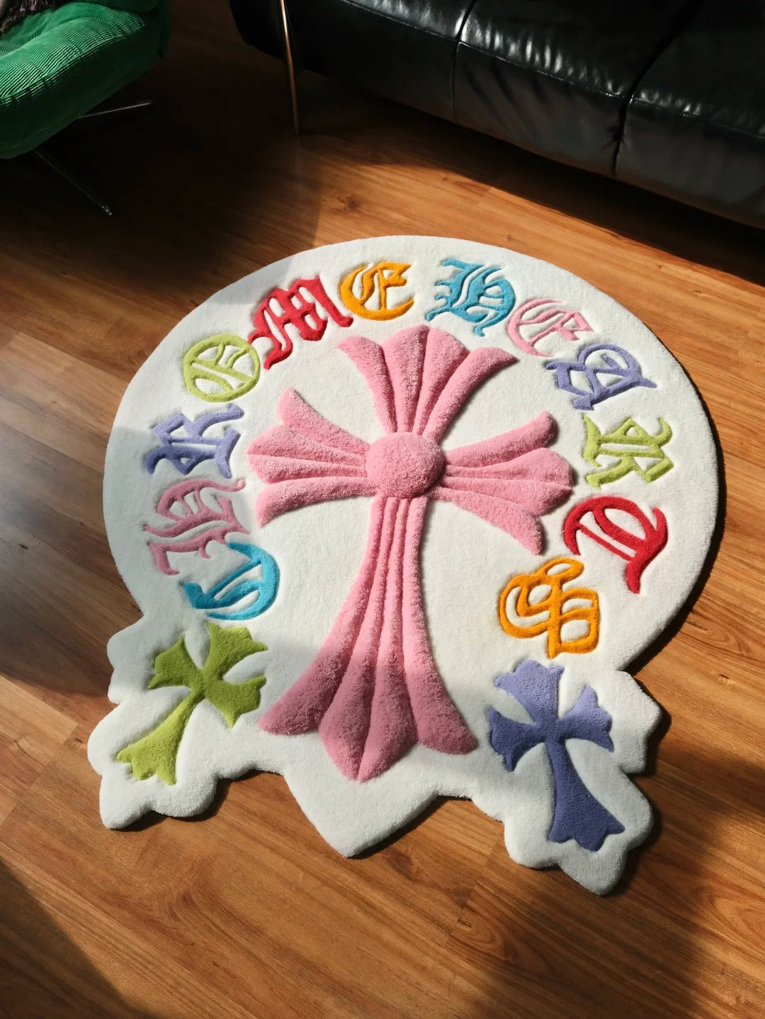 Colorful Chrome Hearts Inspired Tufted Rug | Custom Hand-Tufted Rug | Streetwear Room Decor