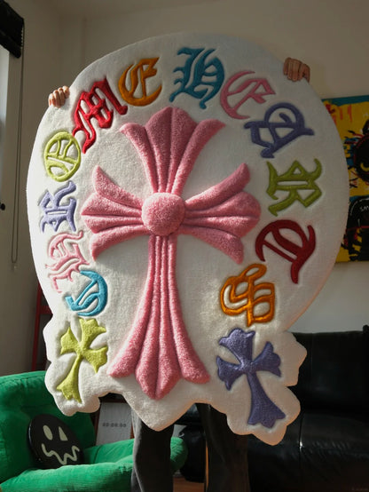 Colorful Chrome Hearts Inspired Tufted Rug | Custom Hand-Tufted Rug | Streetwear Room Decor