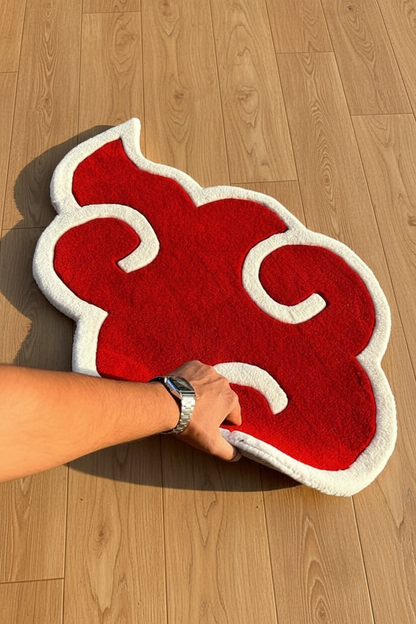 Naruto Akatsuki Red Cloud Tufted Rug Anime Area Rug Gaming Setup Bedroom Home Decor Unique Gift