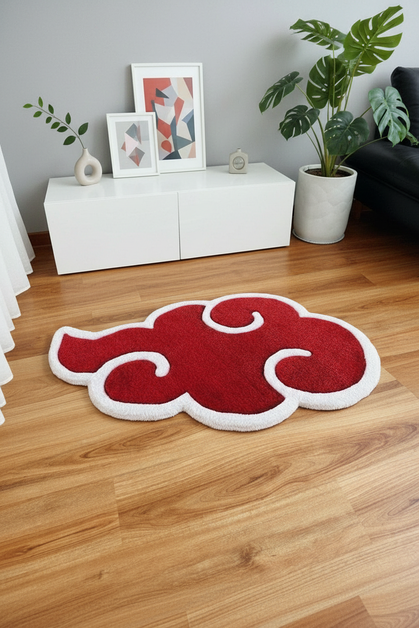 Akatsuki Cloud Rug Naruto Anime Inspired Tufted Rug Room Decor